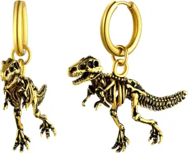 U7 Punk Rock Earrings for Men Women Hypoallergenic Stainless Steel/18K Gold/Black/S925 Sterling Silver Punk Rock Earrings Personalized Dragon/Dinosaur Earrings