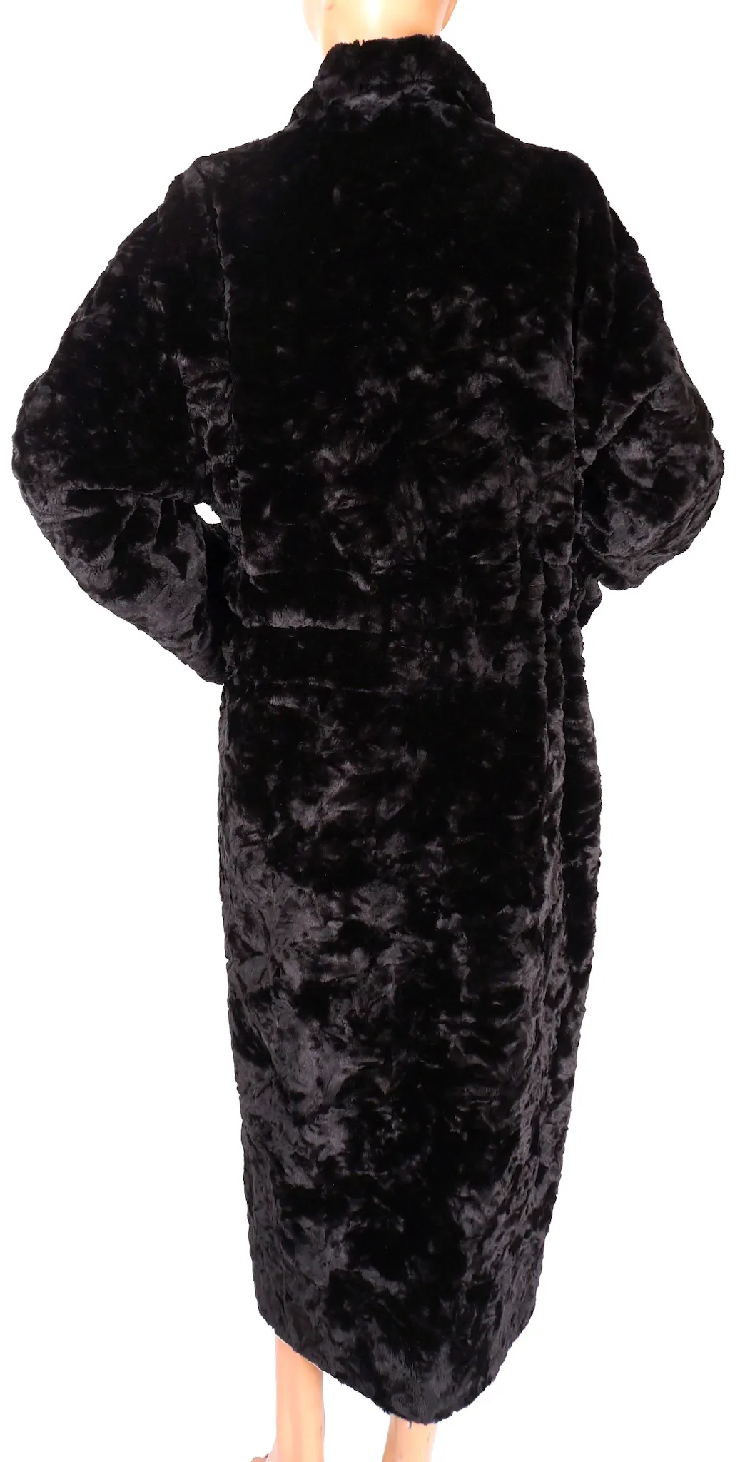 Vintage 1990s Sonia Rykiel Black Faux Fur and Satin Reversible Coat - L