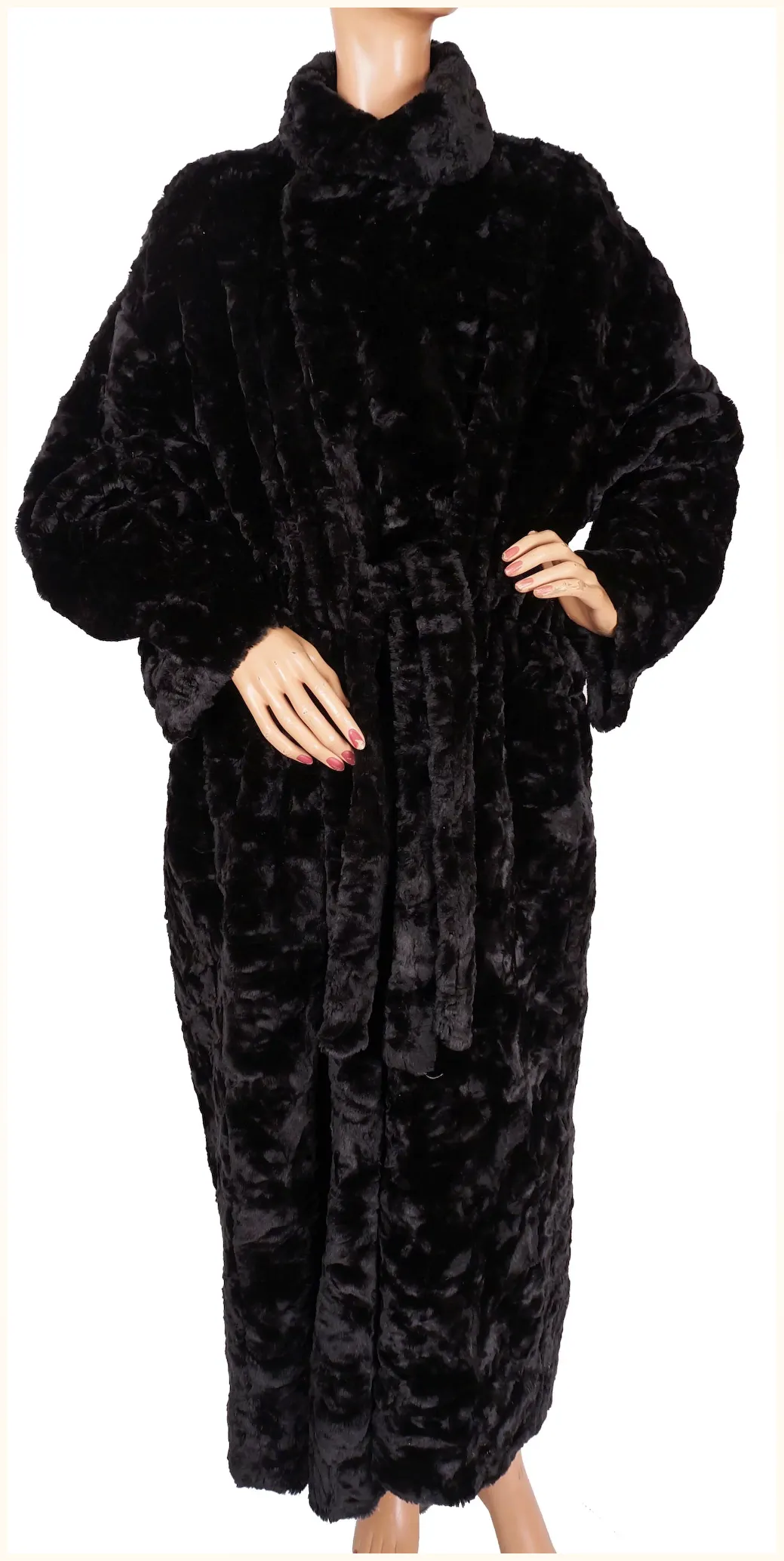 Vintage 1990s Sonia Rykiel Black Faux Fur and Satin Reversible Coat - L