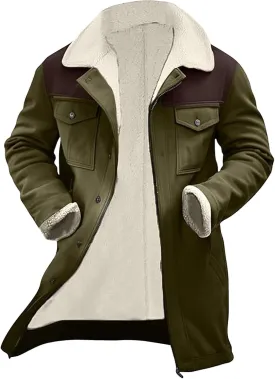 Vintage Suede Pocket Plush Reversed Collar Mens Winter Warm Outdoor Jacket Western Jackets For Men Suede Jacket