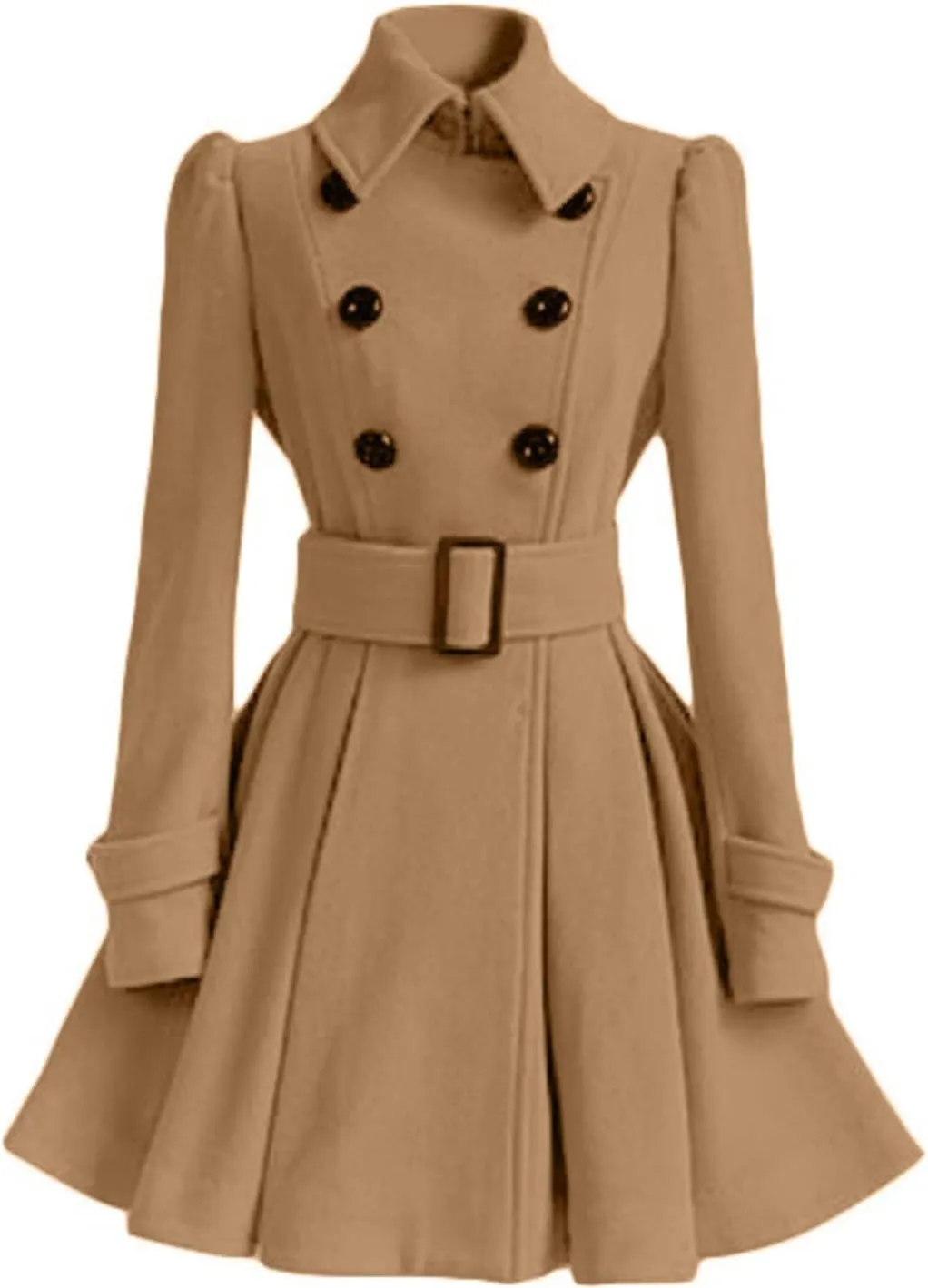 Winter Classic Thick Coat European Belt Buckle Trench Coat Double Breasted Coat Casual Ladies Dress Coat