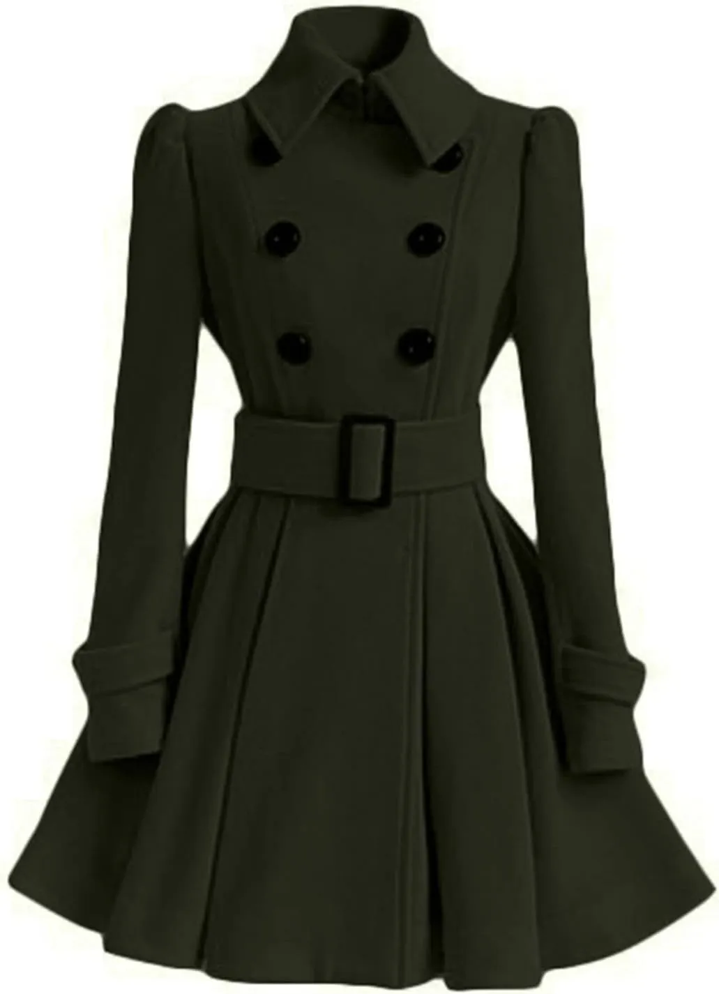 Winter Classic Thick Coat European Belt Buckle Trench Coat Double Breasted Coat Casual Ladies Dress Coat