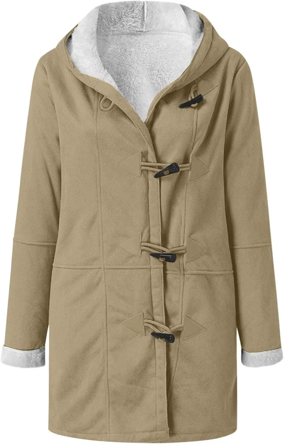 Winter Jackets for Women Sherpa Lined Jacket Women Duffle Toggle Coat Hooded Fleece Jacket Loose Fit Warm Coats