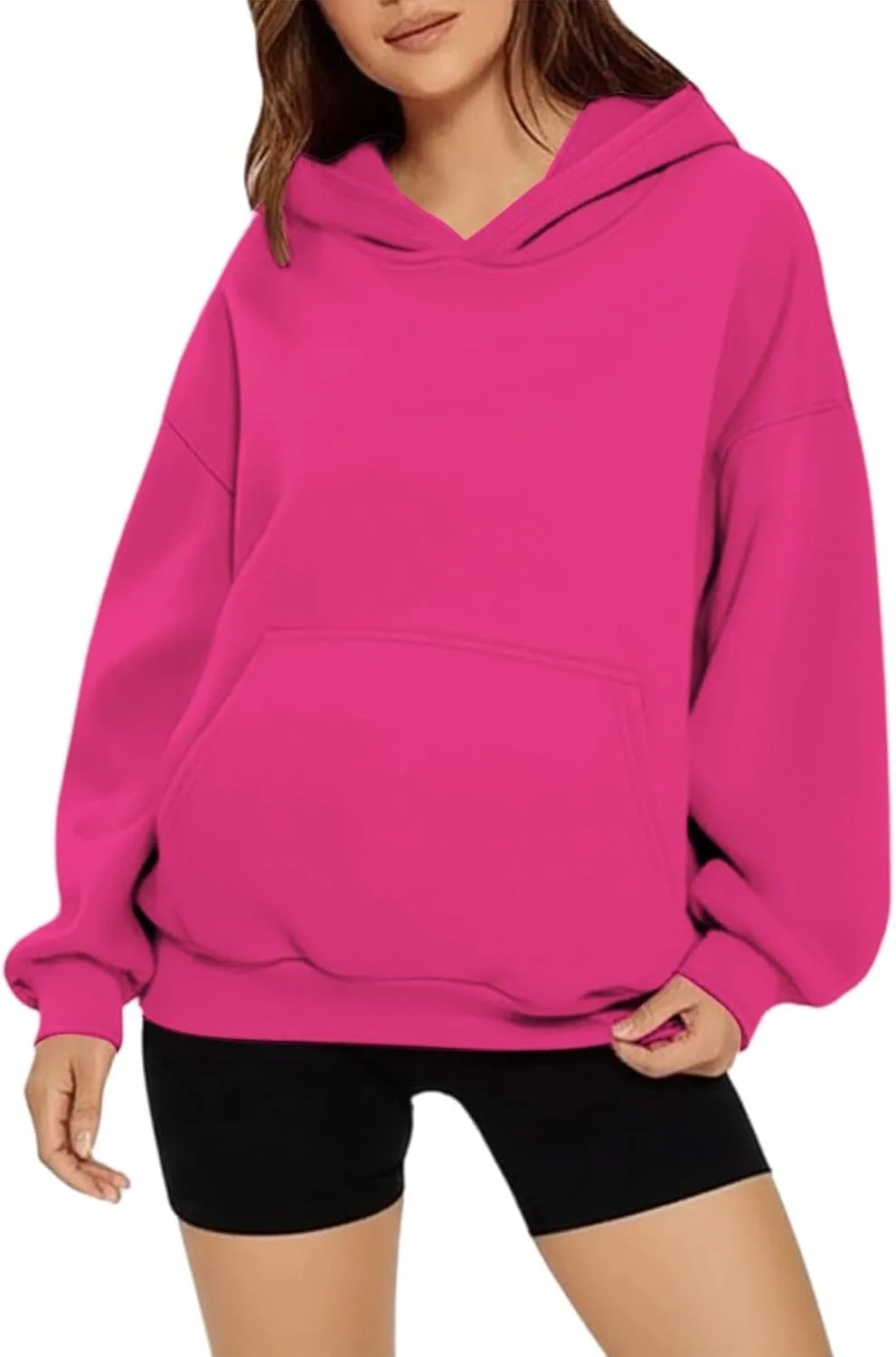 Women oversized Hoodies Casual Pullover Long Sleeve hooded Sweatshirt Kangaroo Pocket Drop Shoulder Sweater hoodie