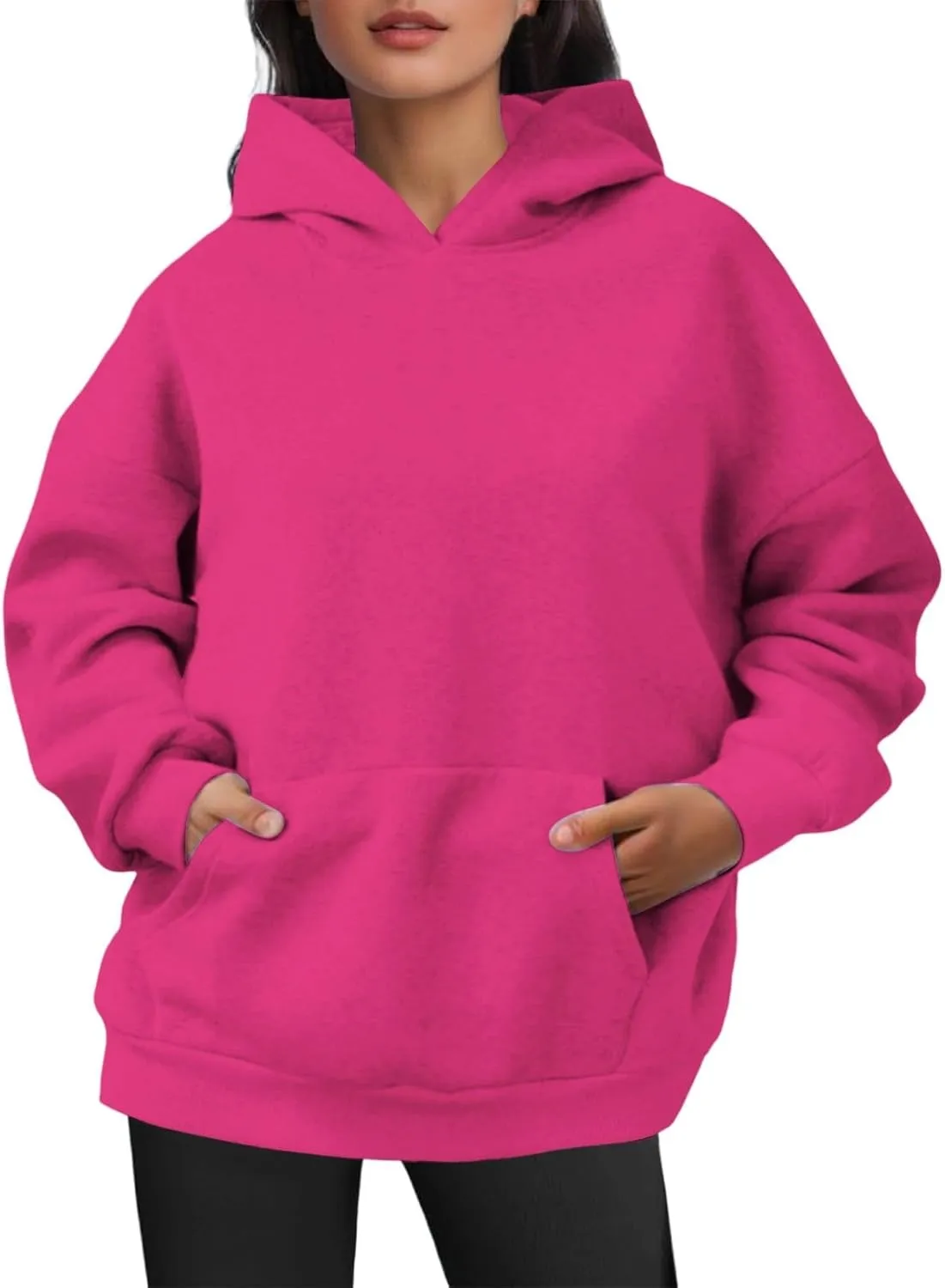 Women oversized Hoodies Casual Pullover Long Sleeve hooded Sweatshirt Kangaroo Pocket Drop Shoulder Sweater hoodie