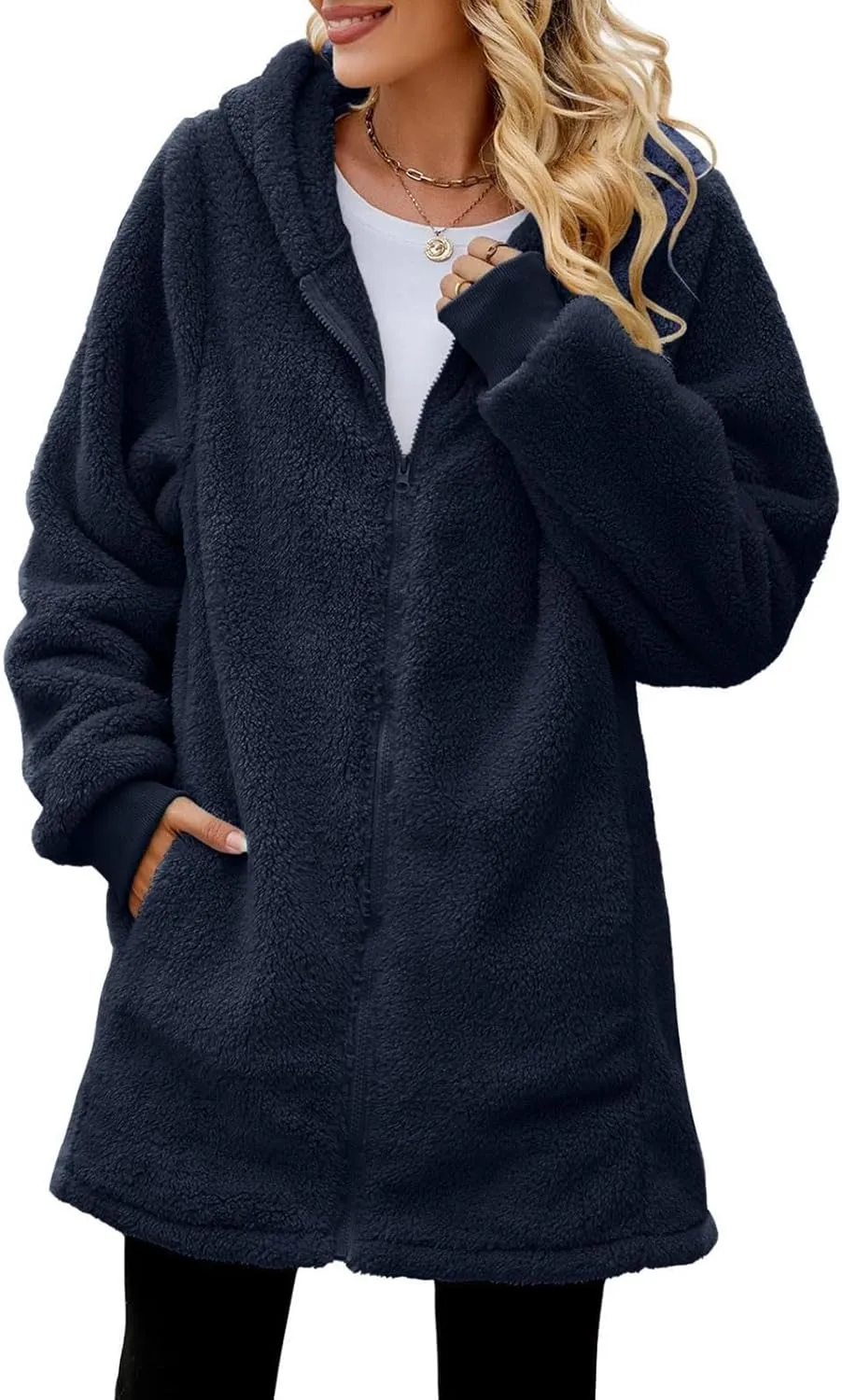 Women Plush Coats Casual Long Sleeve Solid Color Double Breasted Trench Jackets Windproof Oversized Fleece Jacket