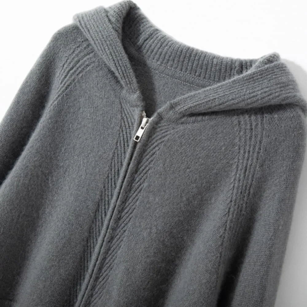 Women's Cashmere and Wool Blend Casual Knit Long Sleeve Thickening Type Hoodie Sweater and Pants Set, 2 Pieces,