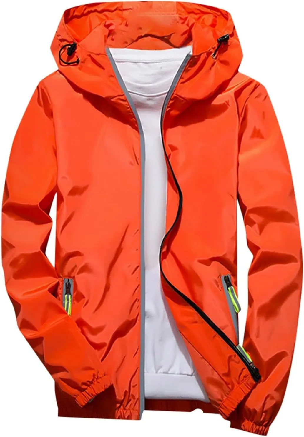 Women's Cycling Windbreaker Jacket, Waterproof Running Workout Rain Jackets, Packable Reflective Hiking Hoodie