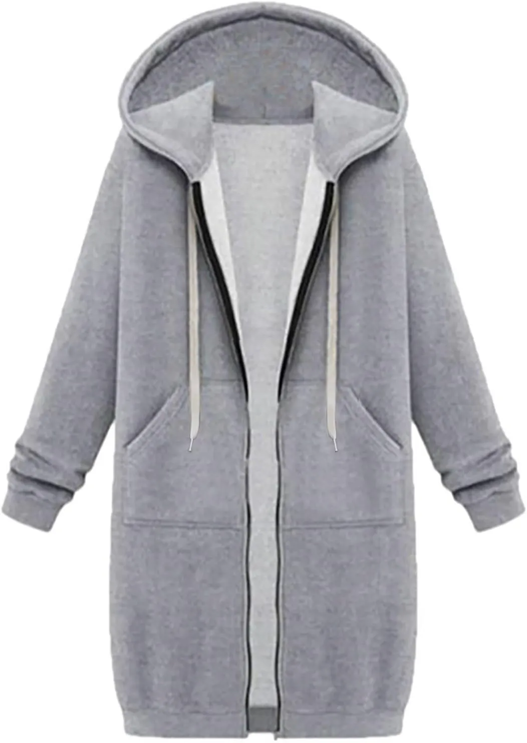 Womens Long Sweatshirts Oversized Zip Up Hoodies Knee length Long Fleece Tunic Sweatshirts Hoodie Fall Jackets Coats