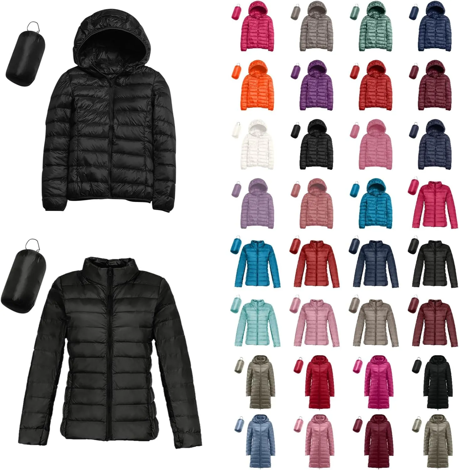 Womens Puffer Jacket 2024 Winter Warm Packable Down Jacket Lightweight Slim Fit Hooded Jacket Short Duck Down Coat