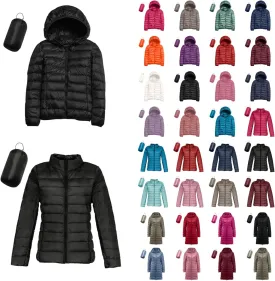 Womens Puffer Jacket 2024 Winter Warm Packable Down Jacket Lightweight Slim Fit Hooded Jacket Short Duck Down Coat