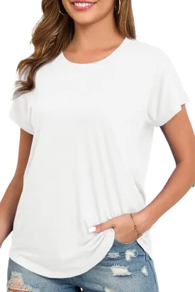 Womens Summer Short Sleeve Tops High Low Loose Casual Basic T-Shirt